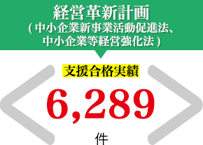 経営革新計画(中小企業新事業活動促進法、中小企業等経営強化法)　支援合格実績　6289件